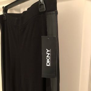 Black Tuxedo Vegan Leather Legging DKNY L